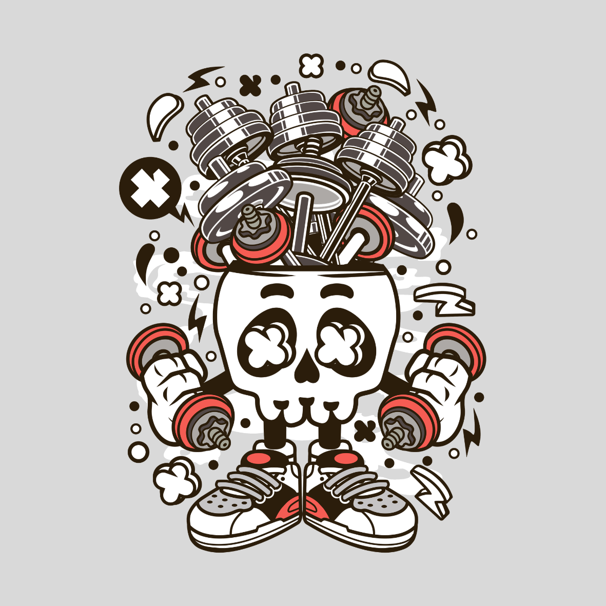 Barbell Skull Head Transfer