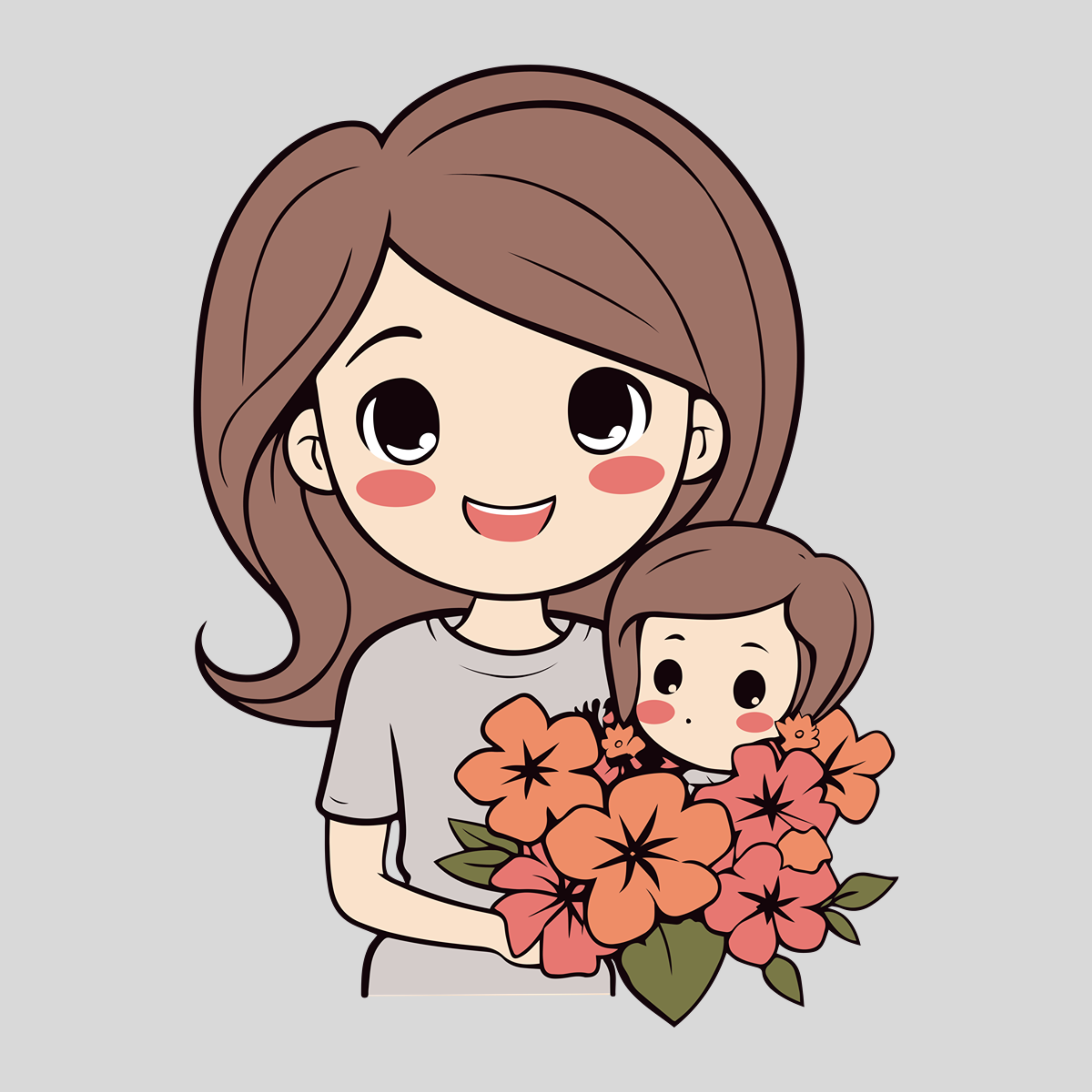 Mother & Child with Flowers Transfer